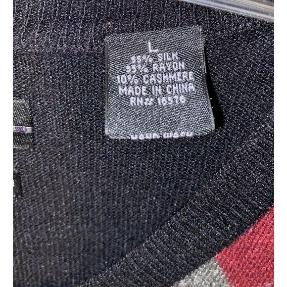 Alan Flusser Black Golf Silk Cashmere Sweater Size Large - Picture 2 of 4